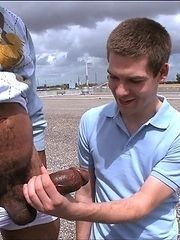 Young boy taking a massive cock