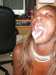 Black chick with a MOUTHFUL and a CREAM PIE